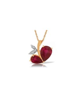 14K Rose Gold Modern Heart Necklace w/ Natural Diamond & Rubies