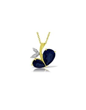 14K Gold Modern Heart Necklace w/ Natural Diamond & Sapphires
