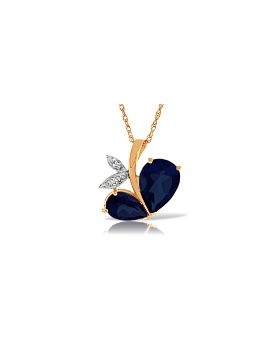 14K Rose Gold Modern Heart Necklace w/ Natural Diamond & Sapphires