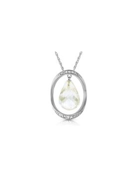 14K White Gold Necklace w/ Natural Briolette White Topaz & Diamonds