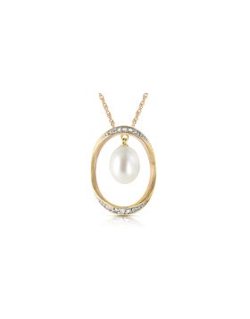 14K Gold Necklace w/ Natural Briolette Pearl & Diamonds