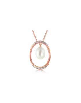 14K Rose Gold Necklace w/ Natural Briolette Pearl & Diamonds