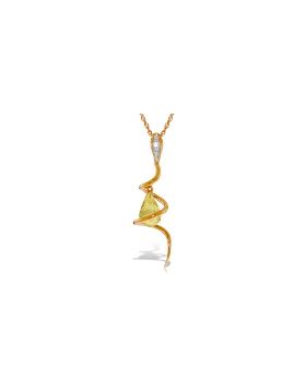14K Rose Gold Snake Necklace w/ Dangling Briolette Citrine & Diamond