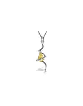 14K White Gold Snake Necklace w/ Dangling Briolette Citrine & Diamond