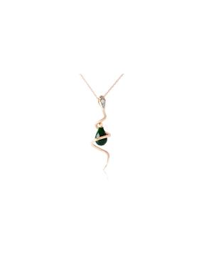14K Rose Gold Snake Necklace w/ Dangling Dyed Green Sapphire & Diamond