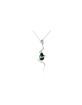 14K White Gold Snake Necklace w/ Dangling Dyed Green Sapphire & Diamond
