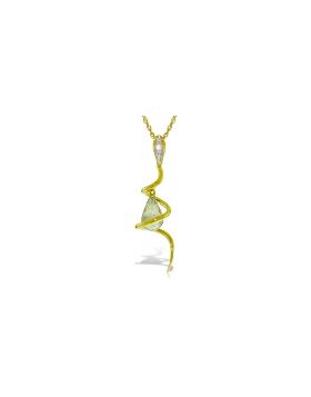 14K Gold Snake Necklace w/ Dangling Briolette Green Amethyst & Diamond
