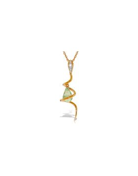 14K Rose Gold Snake Necklace w/ Dangling Briolette Green Amethyst & Diamond