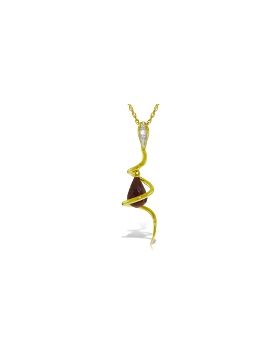 14K Gold Snake Necklace w/ Dangling Briolette Dyed Ruby & Diamond