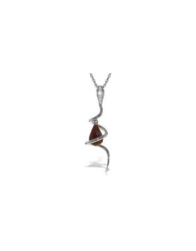 14K White Gold Snake Necklace w/ Dangling Briolette Dyed Ruby & Diamond