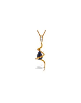 14K Rose Gold Snake Necklace w/ Dangling Briolette Dyed Sapphire & Diamond