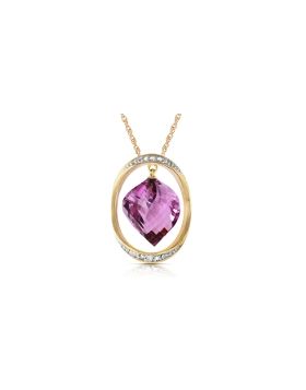 14K Gold Necklace w/ Natural Twisted Briolette Amethyst & Diamonds