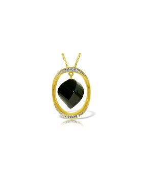 14K Gold Necklace w/ Natural Twisted Briolette Black Spinel & Diamonds