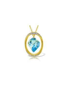 14K Gold Natural Twisted Briolette Blue Topaz & Diamond Necklace