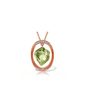 14K Rose Gold Necklace w/ Natural Twisted Briolette Green Amethyst & Diamond