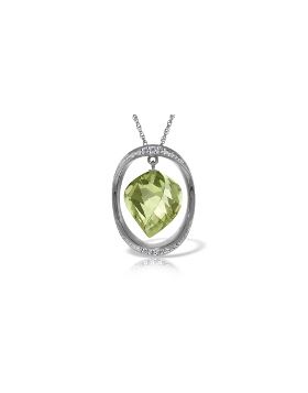 14K White Gold Necklace w/ Natural Twisted Briolette Green Amethyst & Diamond