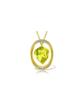 14K Gold Necklace w/ Natural Twisted Briolette Lemon Quartz & Diamonds