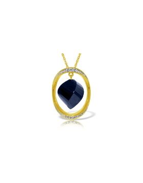14K Gold Necklace w/ Twisted Briolette Dyed Sapphire & Diamonds