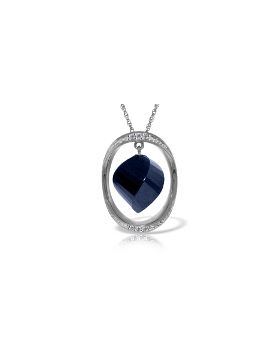 14K White Gold Necklace w/ Twisted Briolette Dyed Sapphire & Diamonds