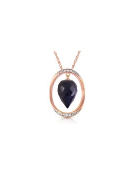 14K Rose Gold Necklace w/ Diamonds & Briolette Pointy Drop Dyed Sapphire
