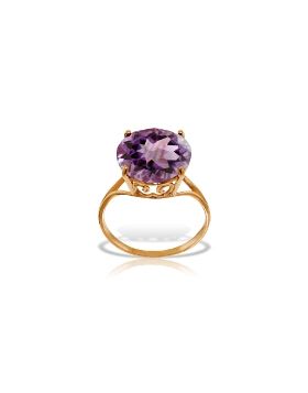 14K Rose Gold Ring Natural 12 mm Round Amethyst Certified
