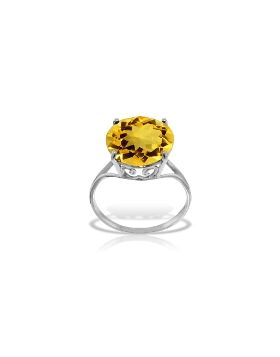 14K White Gold Ring Natural 12 mm Round Citrine Certified