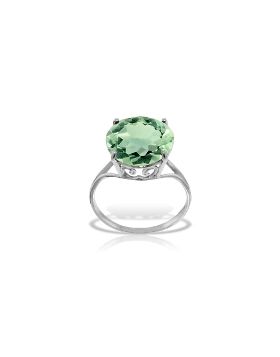 14K White Gold Ring Natural 12 mm Round Green Amethyst Gemstone
