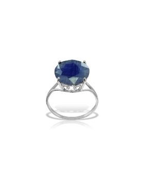 14K White Gold Ring Natural 12 mm Round Sapphire Certified