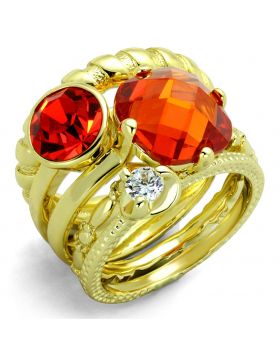 LO3649-5 - Brass Gold Ring AAA Grade CZ Orange