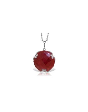 14K White Gold Necklace w/ Checkerboard Cut Round Dyed Ruby