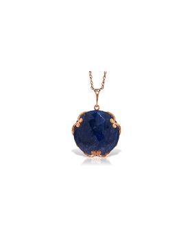 14K Rose Gold Necklace w/ Checkerboard Cut Round Dyed Sapphire