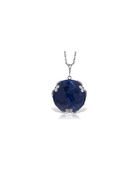14K White Gold Necklace w/ Checkerboard Cut Round Dyed Sapphire