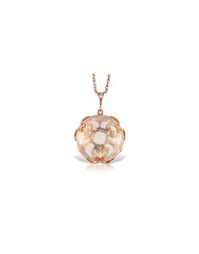 14K Rose Gold Round Rose Quartz Necklace Jewelry