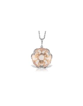 14K White Gold Necklace Round Rose Quartz Certified