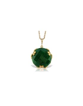 14K Gold Necklace w/ Checkerboard Cut Round Dyed Green Sapphire