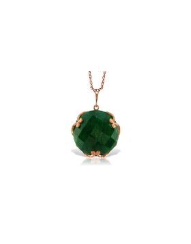 14K Rose Gold Necklace w/ Checkerboard Cut Round Dyed Green Sapphire