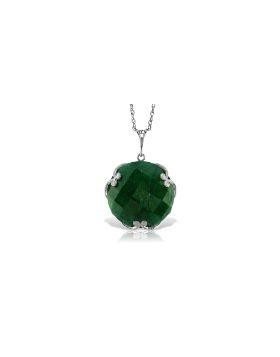 14K White Gold Necklace w/ Checkerboard Cut Round Dyed Green Sapphire