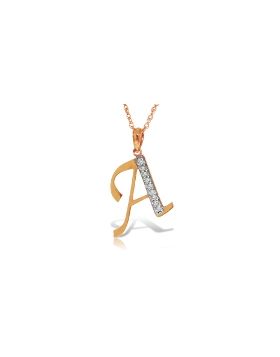 14K Rose Gold Necklace w/ Natural Diamonds Initial 'a' Pendant