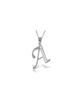 14K White Gold Necklace w/ Natural Diamonds Initial 'a' Pendant