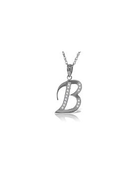 14K White Gold Necklace w/ Natural Diamonds Initial 'b' Pendant