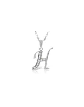 14K White Gold Necklace w/ Natural Diamonds Initial 'h' Pendant
