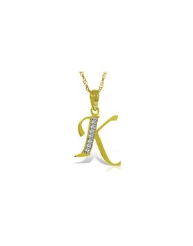 14K Gold Necklace w/ Natural Diamonds Initial 'k' Pendant