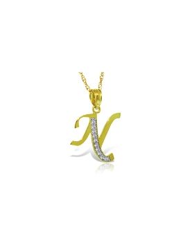 14K Gold Necklace w/ Natural Diamonds Initial 'n' Pendant
