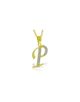 14K Gold Necklace w/ Natural Diamonds Initial 'p' Pendant