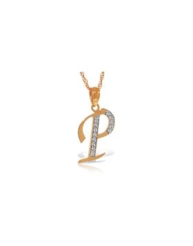 14K Rose Gold Necklace w/ Natural Diamonds Initial 'p' Pendant