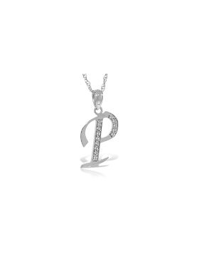 14K White Gold Necklace w/ Natural Diamonds Initial 'p' Pendant