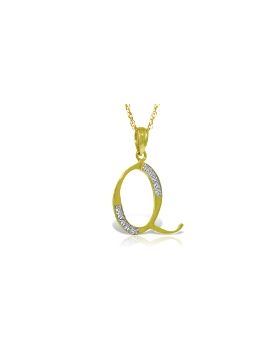 14K Gold Necklace w/ Natural Diamonds Initial 'q' Pendant