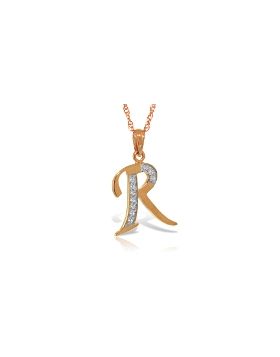 14K Rose Gold Necklace w/ Natural Diamonds Initial 'r' Pendant