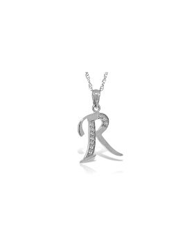 14K White Gold Necklace w/ Natural Diamonds Initial 'r' Pendant