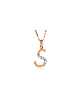 14K Rose Gold Necklace w/ Natural Diamonds Initial 's' Pendant